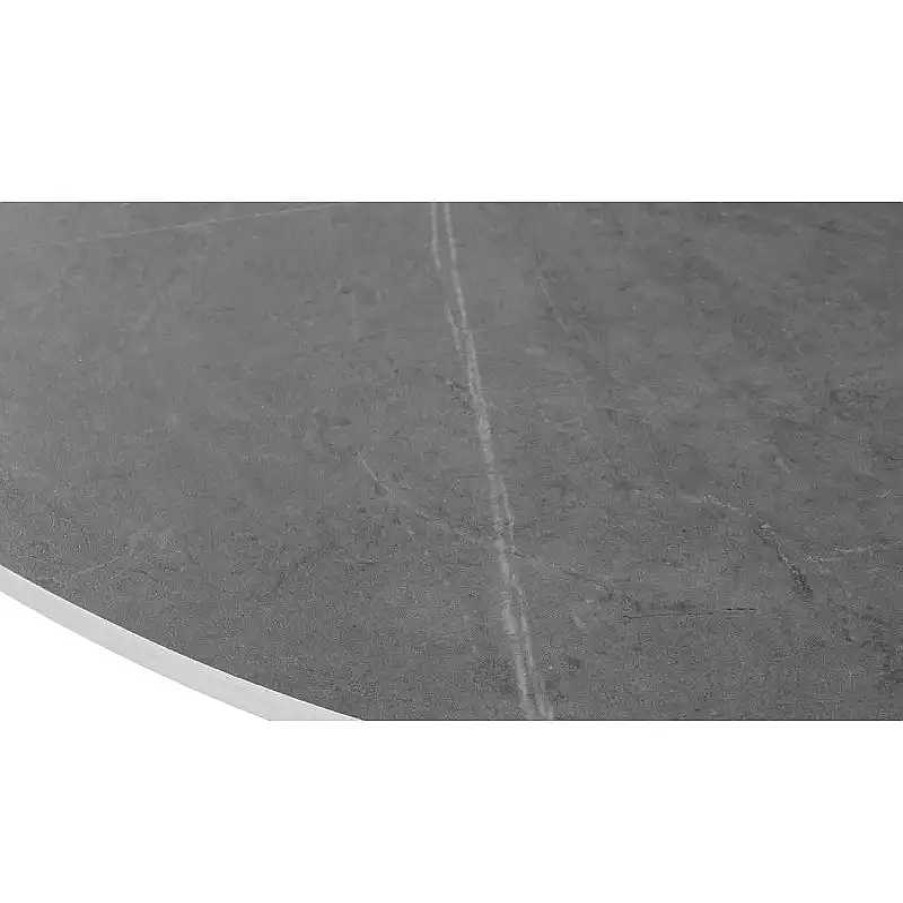 Salon meubles moss | Table Basse Ovale En C Ramique Effet Marbre Pied Noir - Louison 130X80 Gris