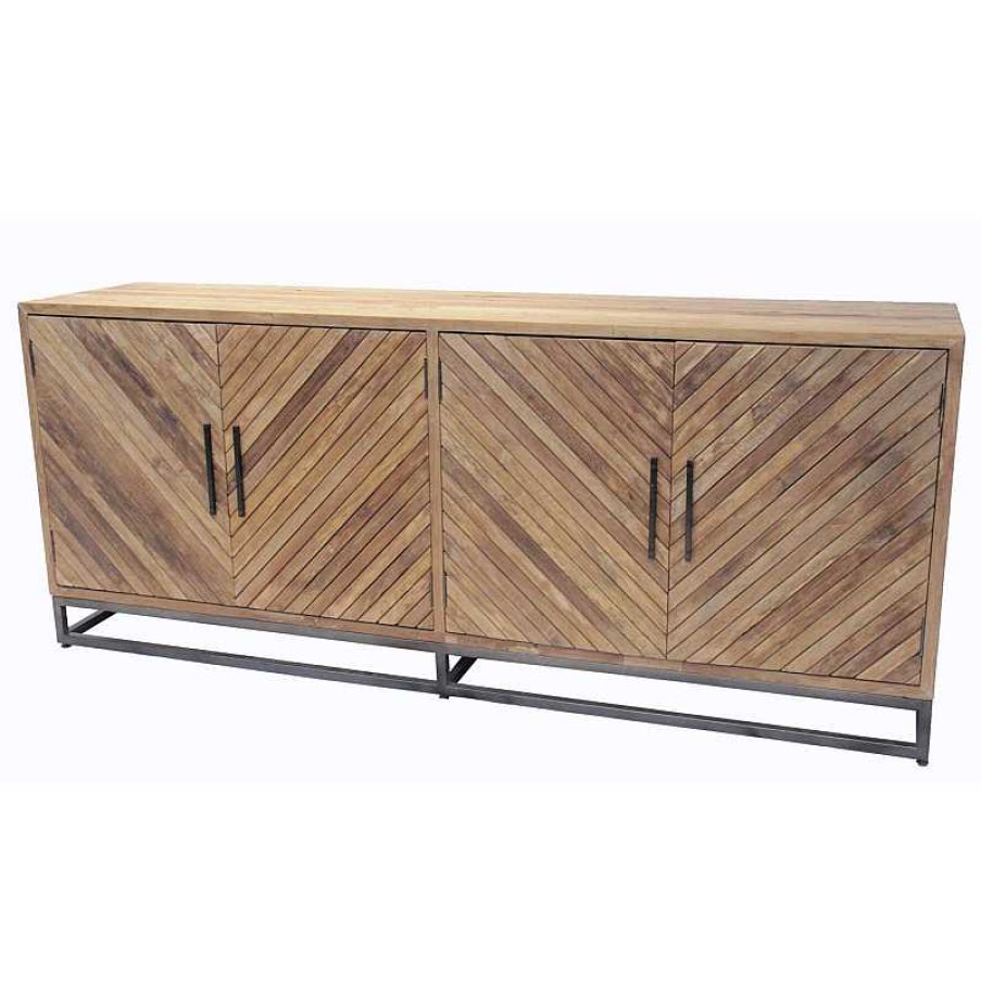 S Jour meubles moss | Bahut / Buffet 4 Portes En Teck Massif Recycl - Caracas 200Cm