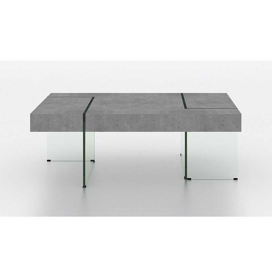 Salon meubles moss | Table Basse Rectangulaire Effet Avec Pieds Verre - Crystalline 120X70 B Ton