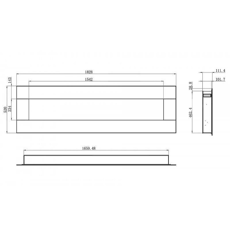 Salon meubles moss | Chemin E Lectrique Encastrable 183 Cm - Kamin Inox Nice 72