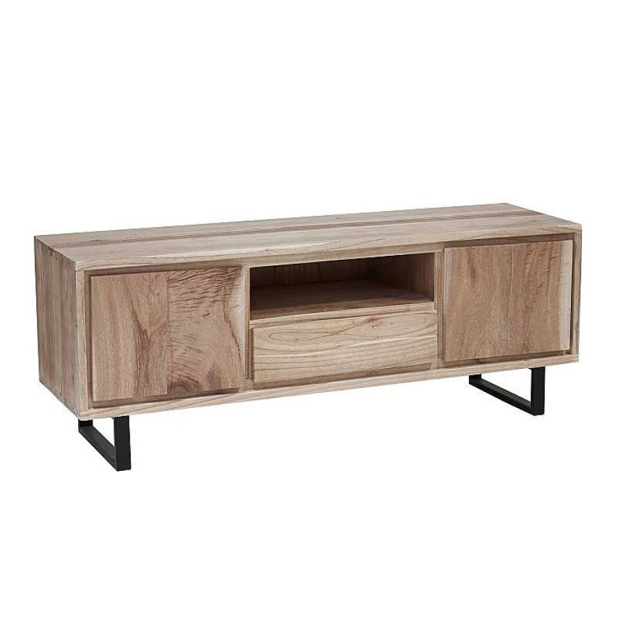 Salon meubles moss | Meuble Tv En Bois Brut Naturel Irr Gulier 150 Cm - Samoa