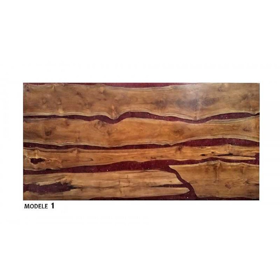 S Jour meubles moss | Table De Salle Manger En Bois Et R Sine Rouge - Azlet 220X100