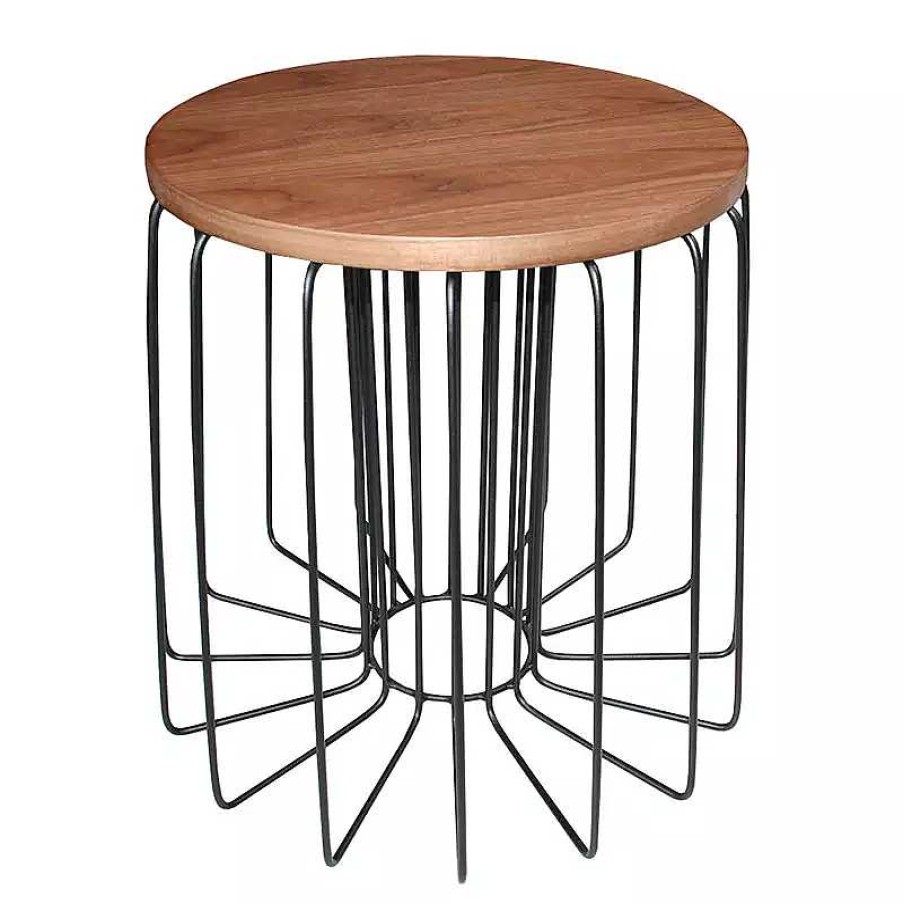 Salon meubles moss | Table D'Appoint Pied Cage M Tal Noir Plateau Bois - Arendal Bois Clair 1