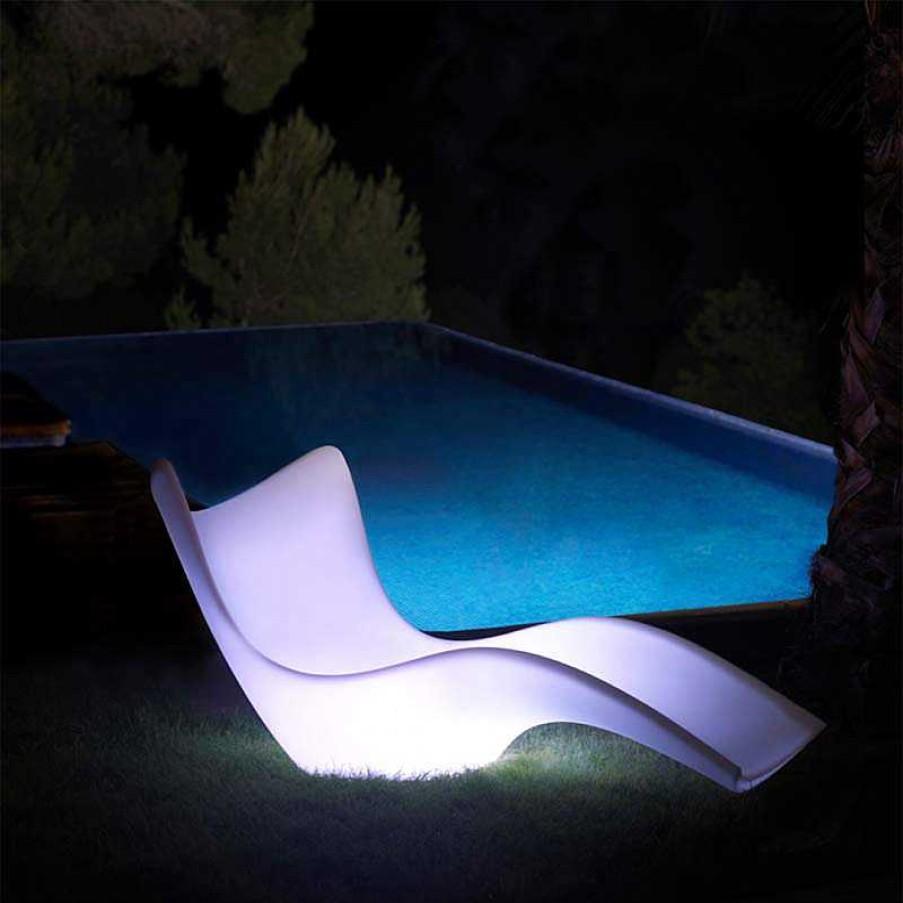 Jardin meubles moss | Chaise Longue Contemporaine En Poly Thyl Ne Design Vondom - Surf Blanc