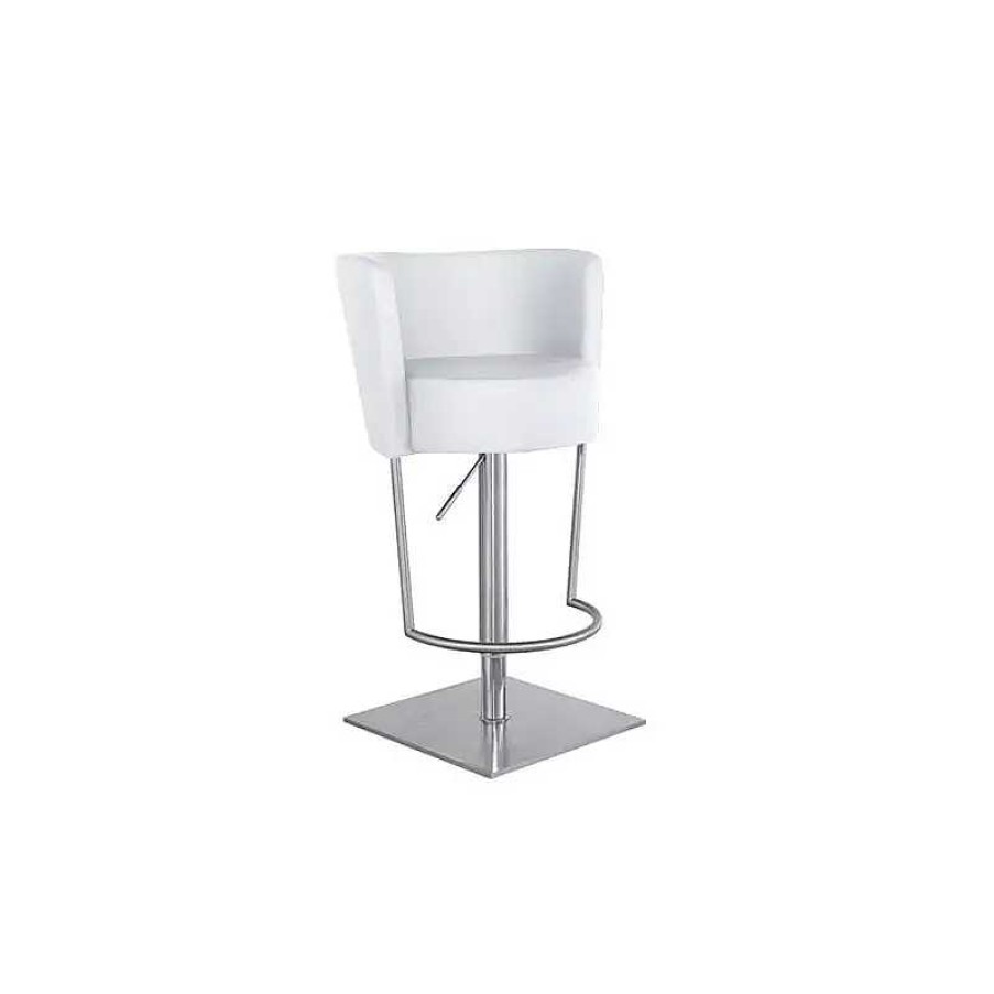 S Jour meubles moss | Tabouret De Bar En Inox Bross - Ankara 64/90Cm Blanc