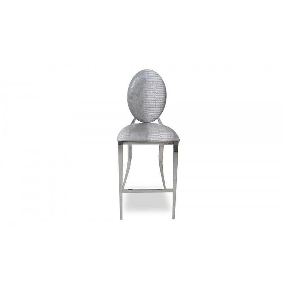 S Jour meubles moss | Tabouret De Bar Style Baroque Effet Croco - Palmyr 75Cm Gris