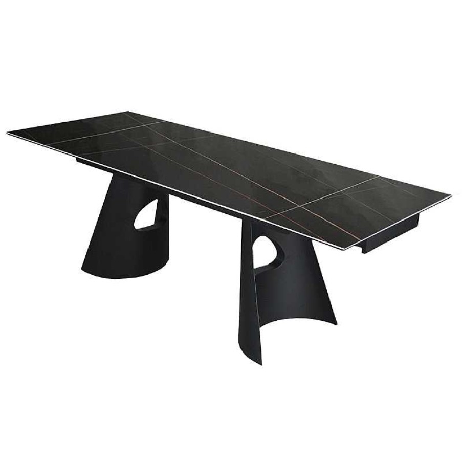 S Jour meubles moss | Table De Salle Manger Extensible C Ramique Pied M Tal Gabin 160/240X90 Noir