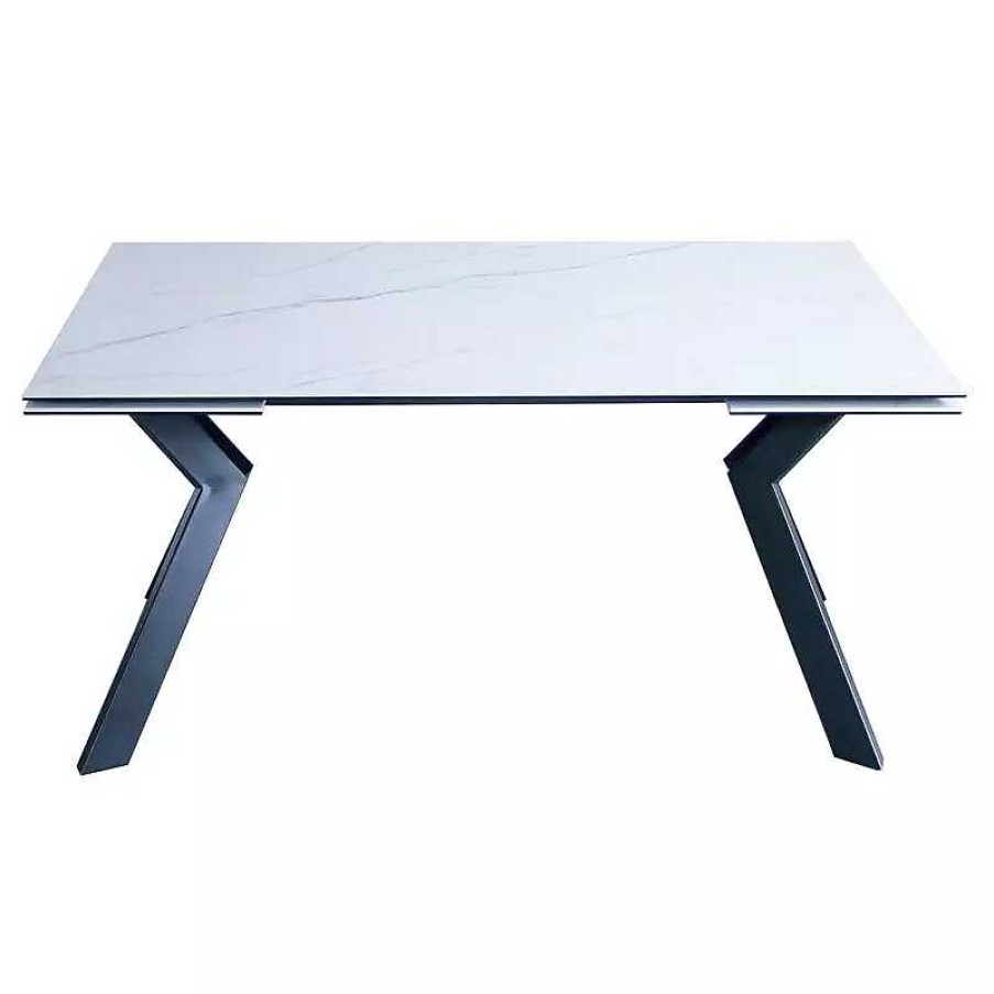 S Jour meubles moss | Table Manger Extensible C Ramique Effet Marbre Pied M Tal Noir - Octave 160/240X90 Blanc