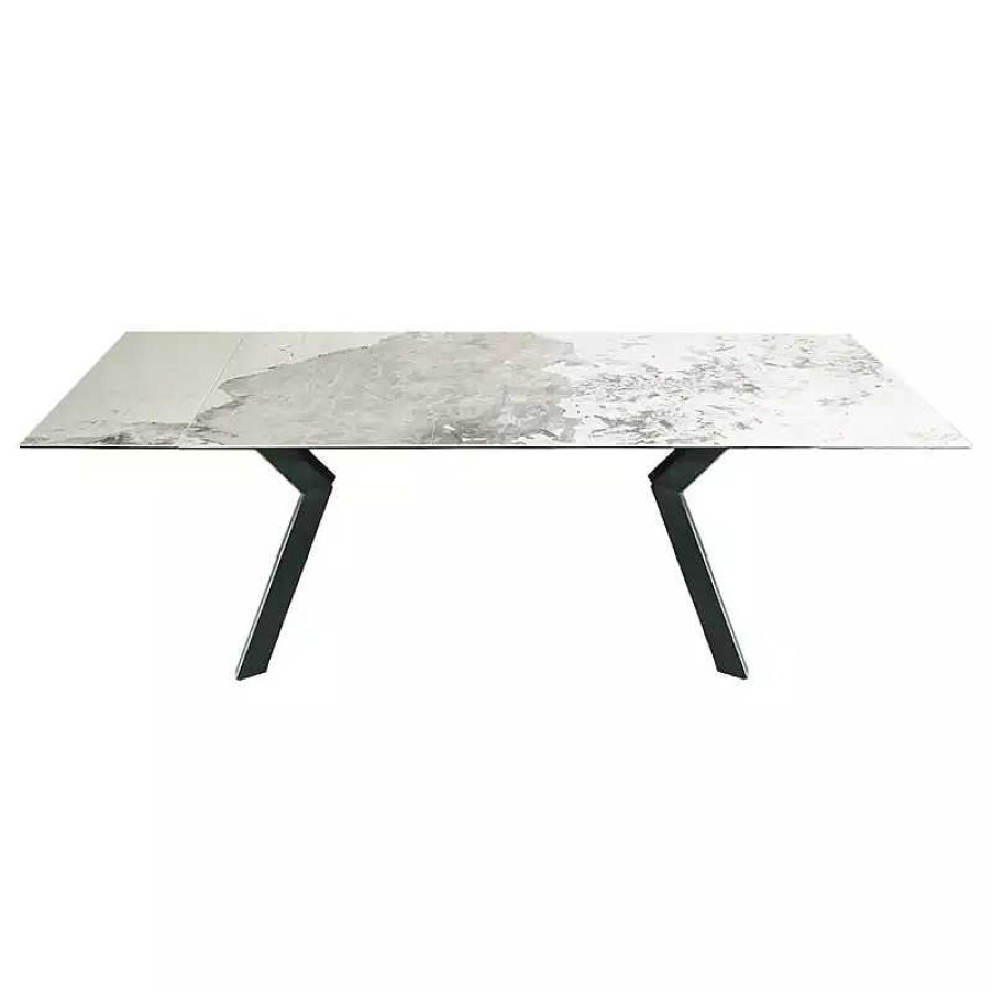 S Jour meubles moss | Table Manger Extensible C Ramique Effet Marbre Pied M Tal Noir - Octave 160/240X90 Beige