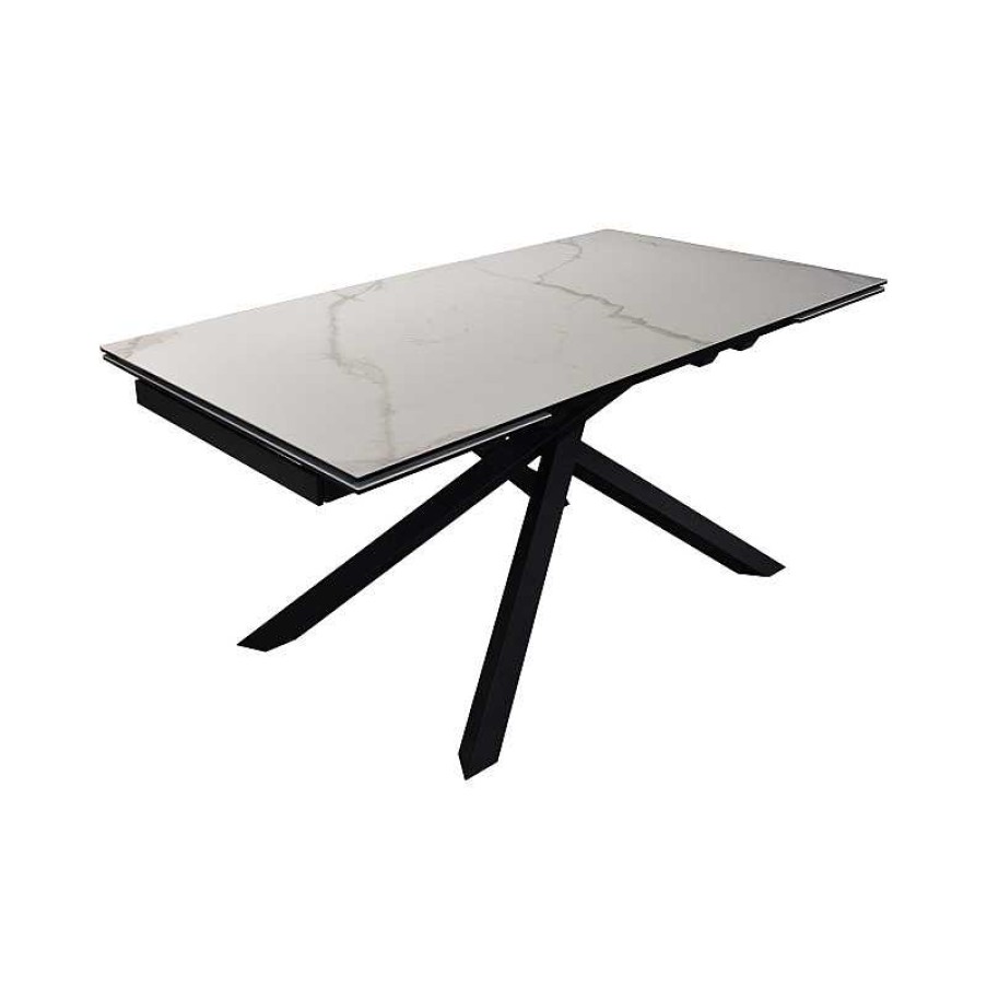 S Jour meubles moss | Table Design Extensible C Ramique Pied M Tal Noir Crois - Arthur 160/240X90 Blanc