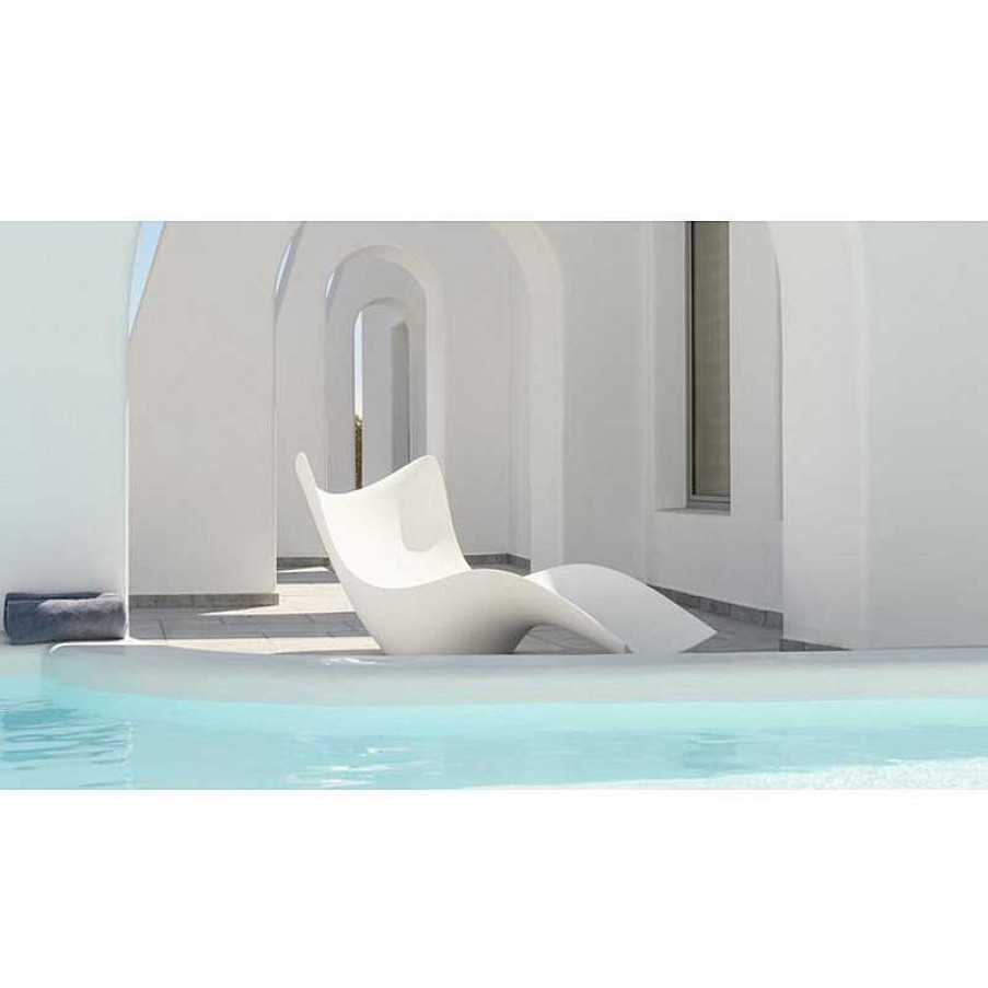 Jardin meubles moss | Chaise Longue Contemporaine En Poly Thyl Ne Design Vondom - Surf Blanc