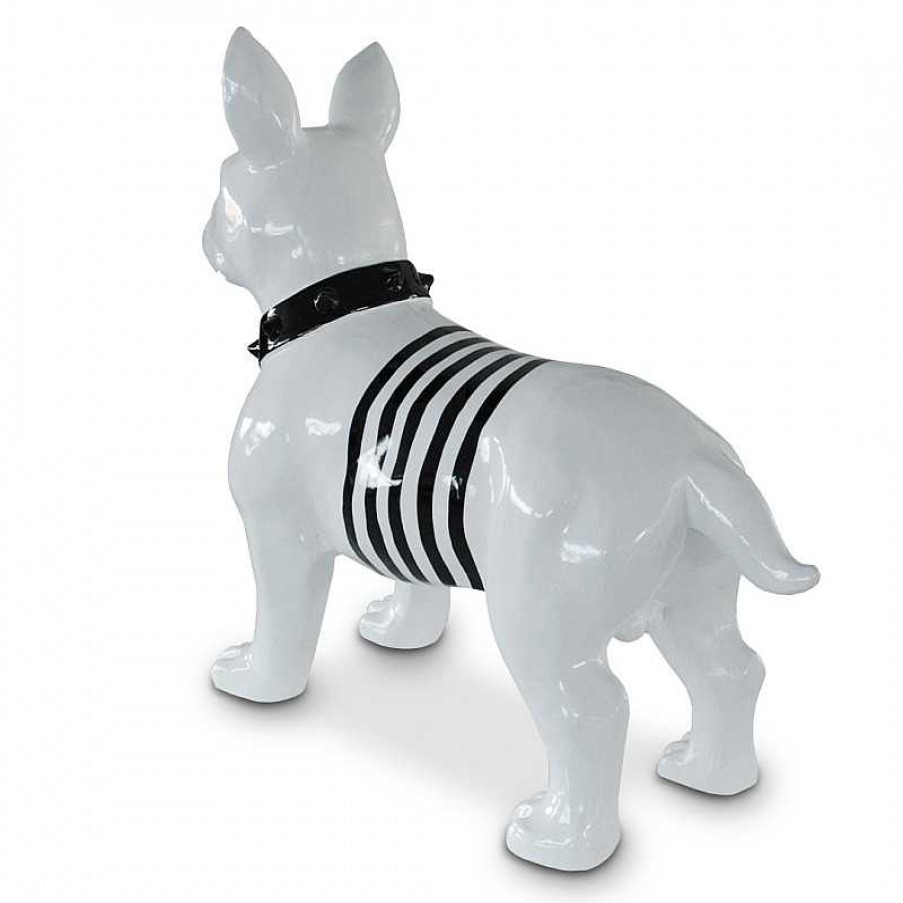 D Coration meubles moss | Statue Design Ext Rieure Chien Blanc Rayures Noires - Bullterrier