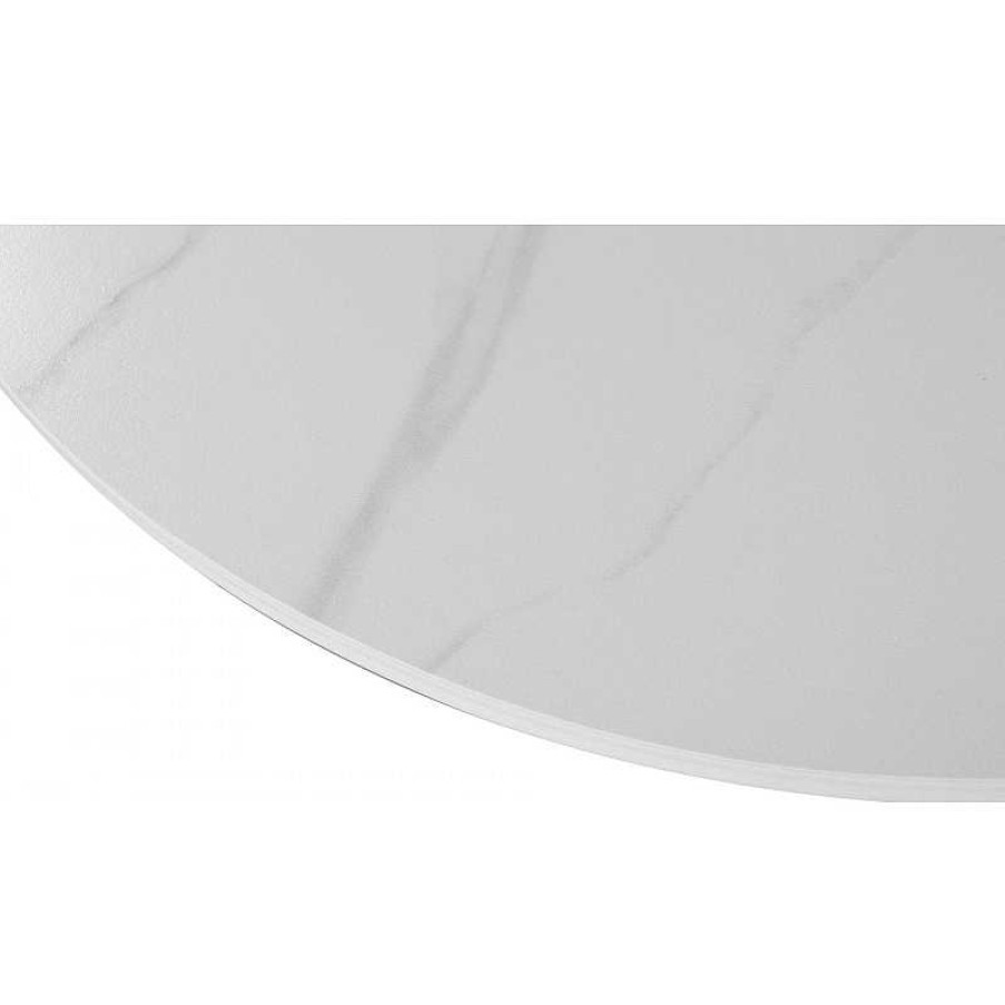 S Jour meubles moss | Table Ronde Plateau C Ramique Pied Dor - Bertille 135 Blanc