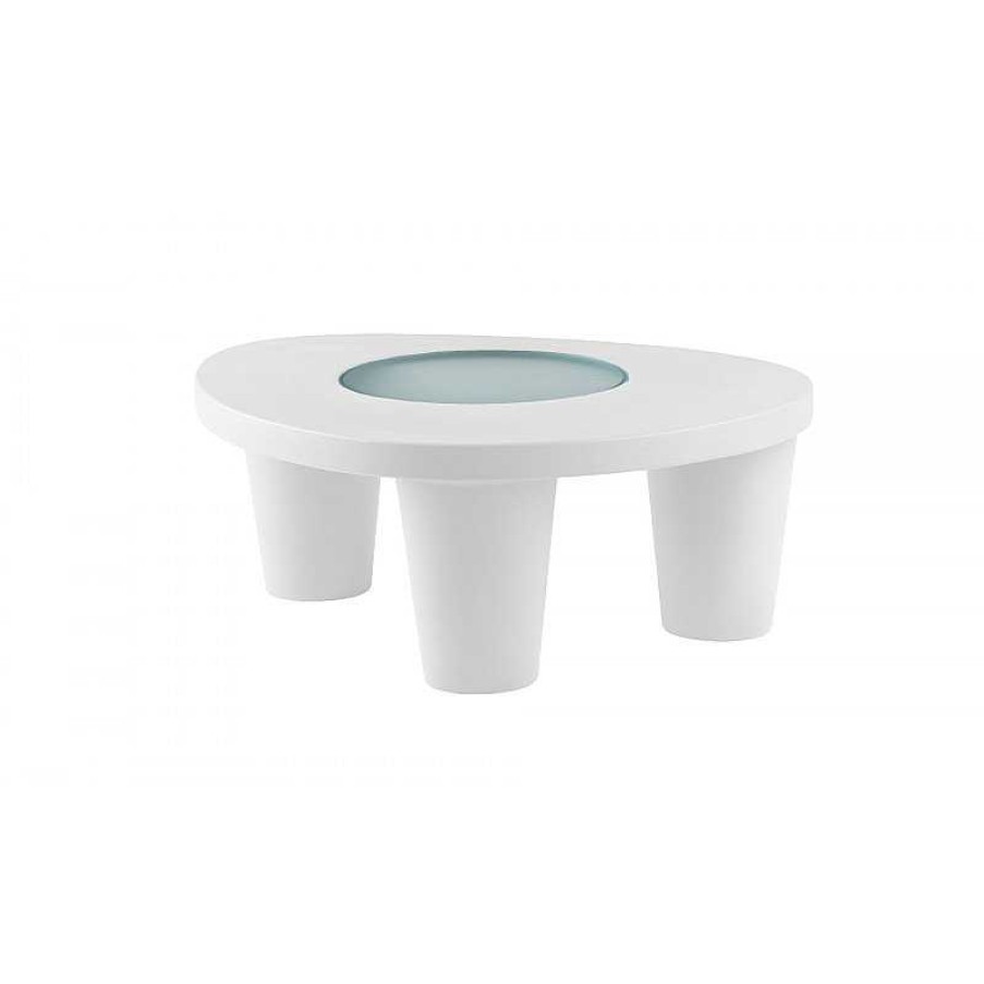 Jardin meubles moss | Table Basse Slide En Poly Thyl Ne Et Verre - Low Lita Table Blanc