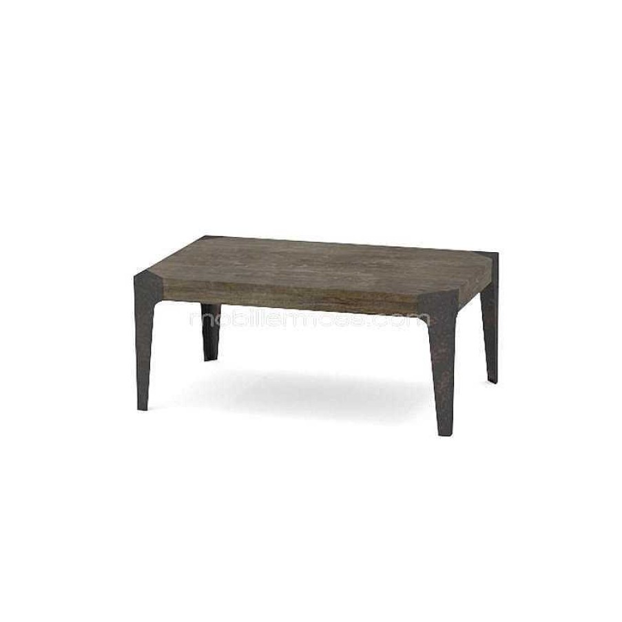 Salon meubles moss | Table Basse Bois Industrielle Vintage - Chicago 120X74 Bois Fonc