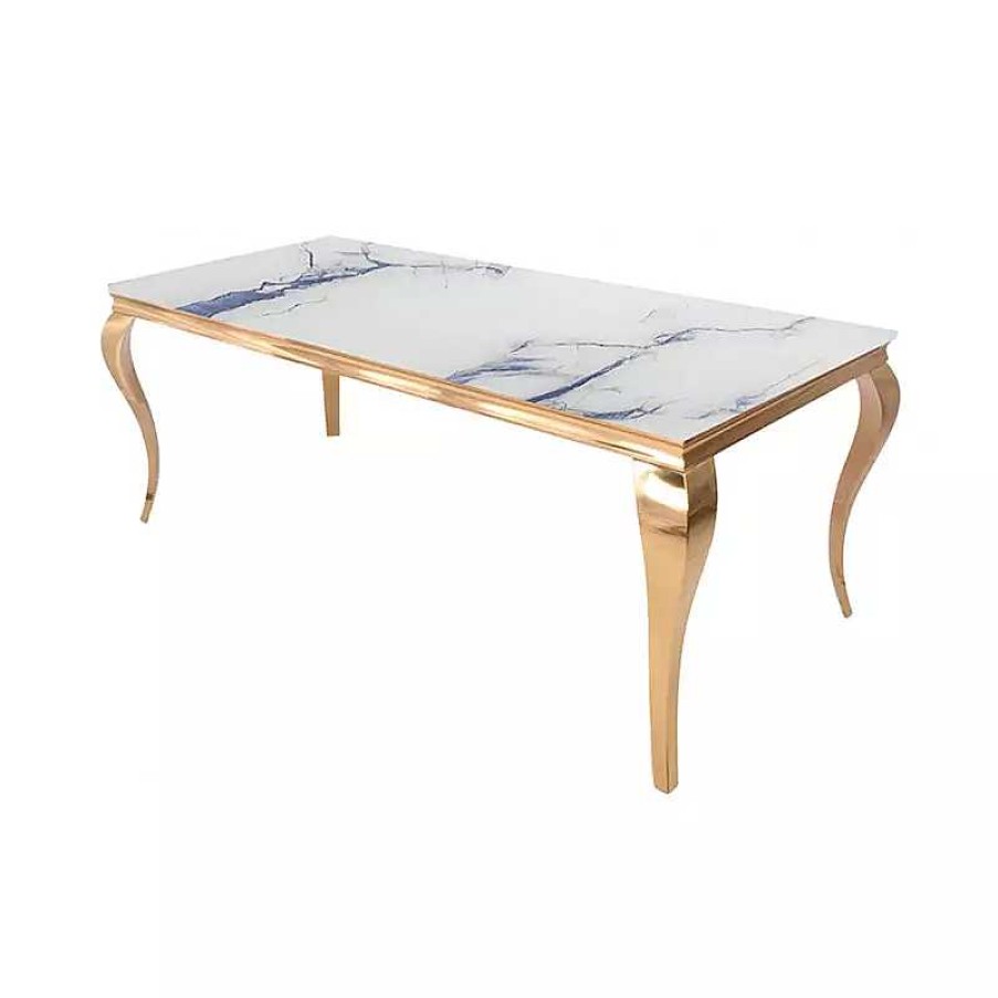 S Jour meubles moss | Table Diner Dor E Effet Marbre Baroque Moderne Rectangulaire - Betty Dor E Blanc