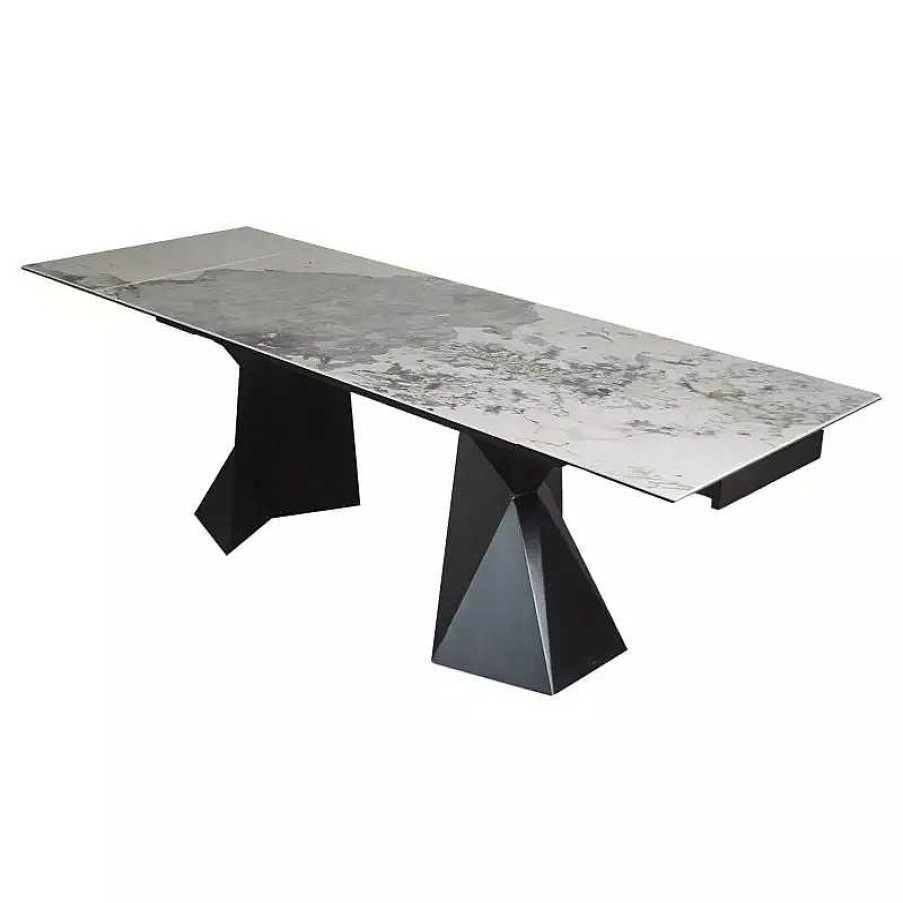 S Jour meubles moss | Table De Salle Manger Extensible C Ramique Pied M Tal Noir - Justin 160/240X90 Beige