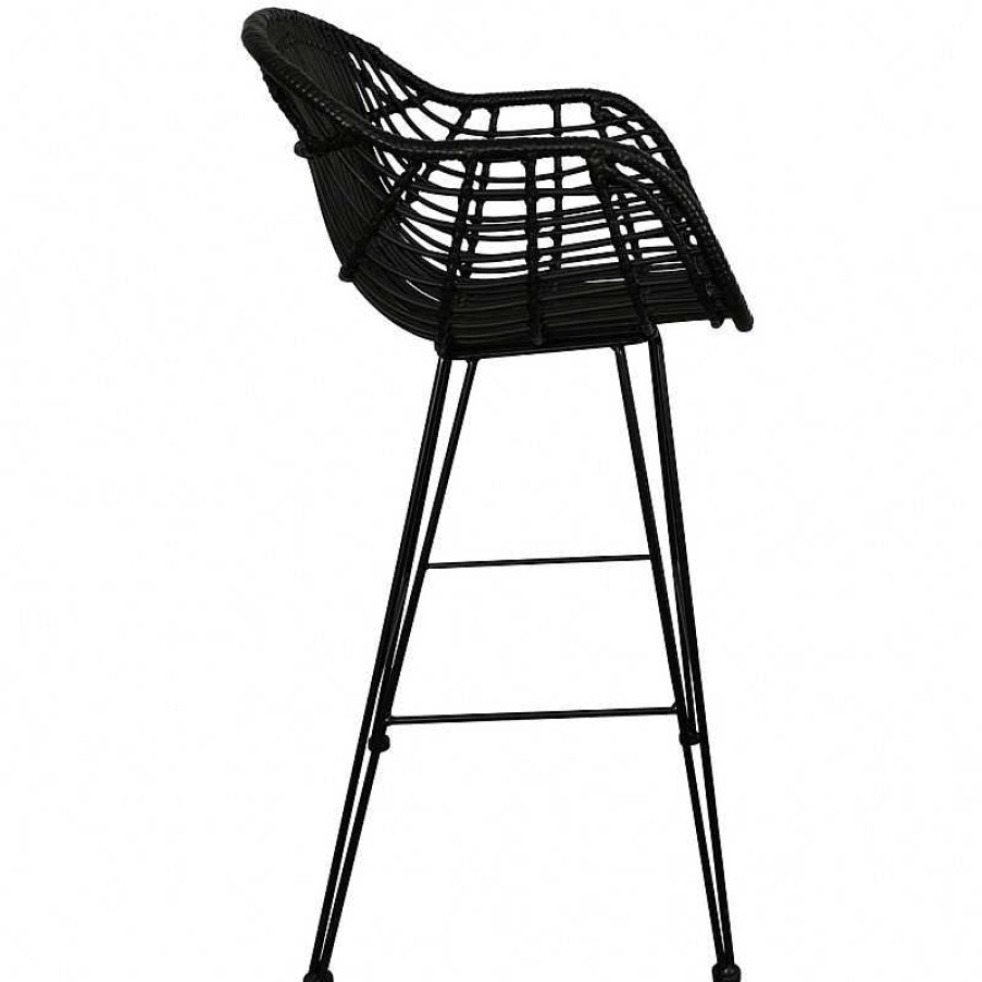 S Jour meubles moss | Tabouret De Cuisine En Rotin Int Rieur / Ext Rieur - Lombok 65Cm Noir