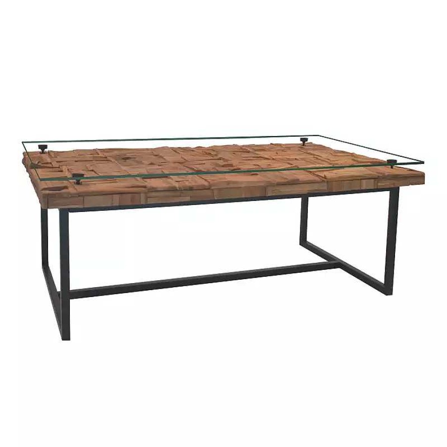 Salon meubles moss | Table Basse Rectangulaire En Bois Flott - Alma 130X80 Bois Clair 1