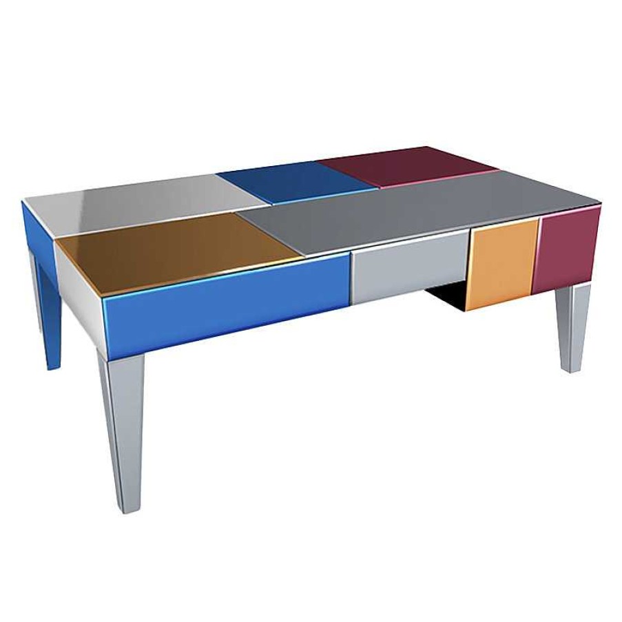 Salon meubles moss | Table Basse Design Miroirs Multicolores - Mona 120X70 Multicouleurs