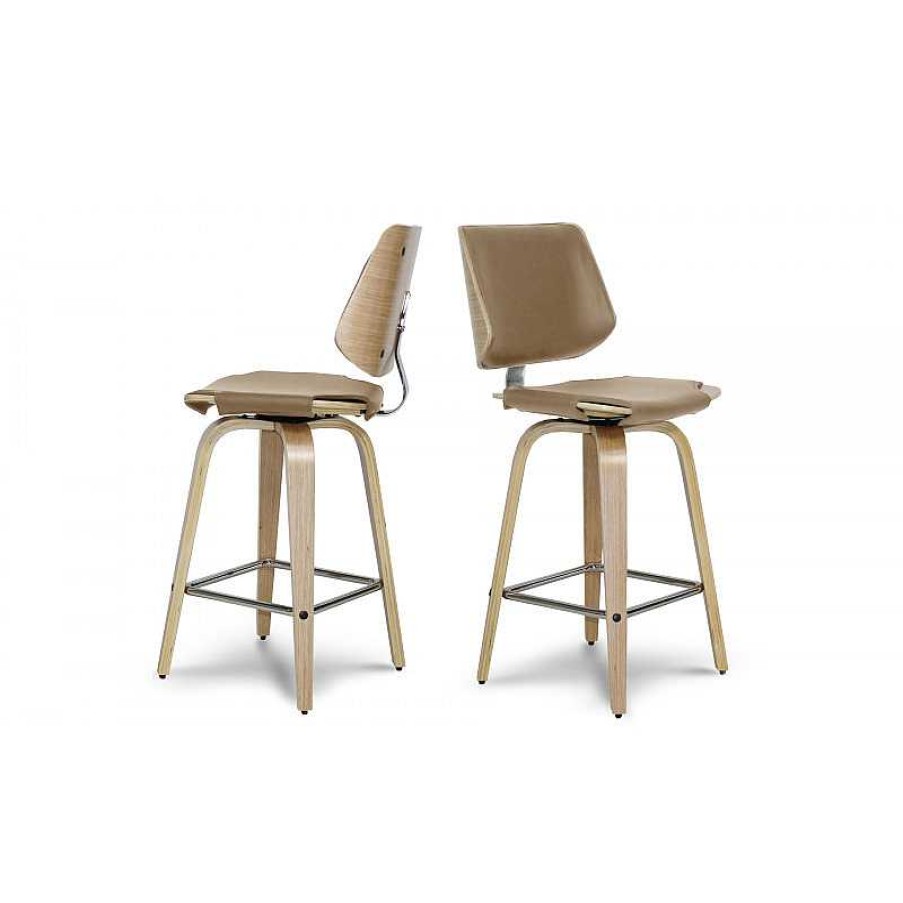 S Jour meubles moss | Tabouret De Cuisine Design Avec Pieds Bois Clair - Hambourg 64Cm Taupe