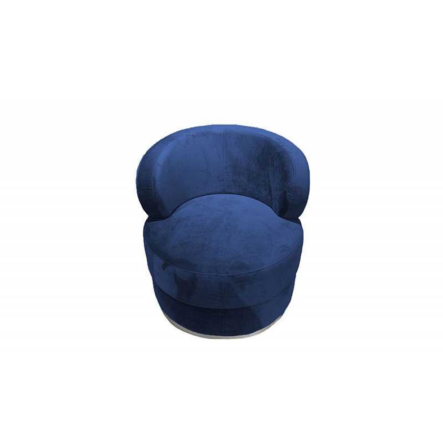 Salon meubles moss | Fauteuil En Velours Design Pivotant 360 Degr S - Groove Velours Bleu