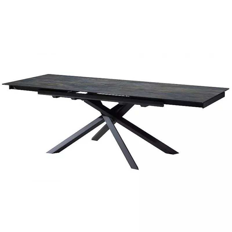 S Jour meubles moss | Table Design Extensible C Ramique Pied M Tal Noir Crois - Tania 160/240X90 Bleu