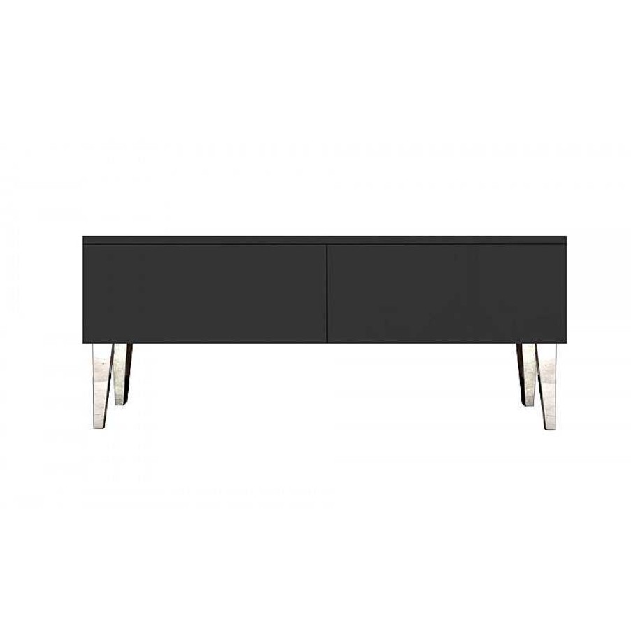 Salon meubles moss | Meuble Tv 2 Tiroirs Design Mat Suspendu Ou Sur Pieds - Alex 140Cm Noir