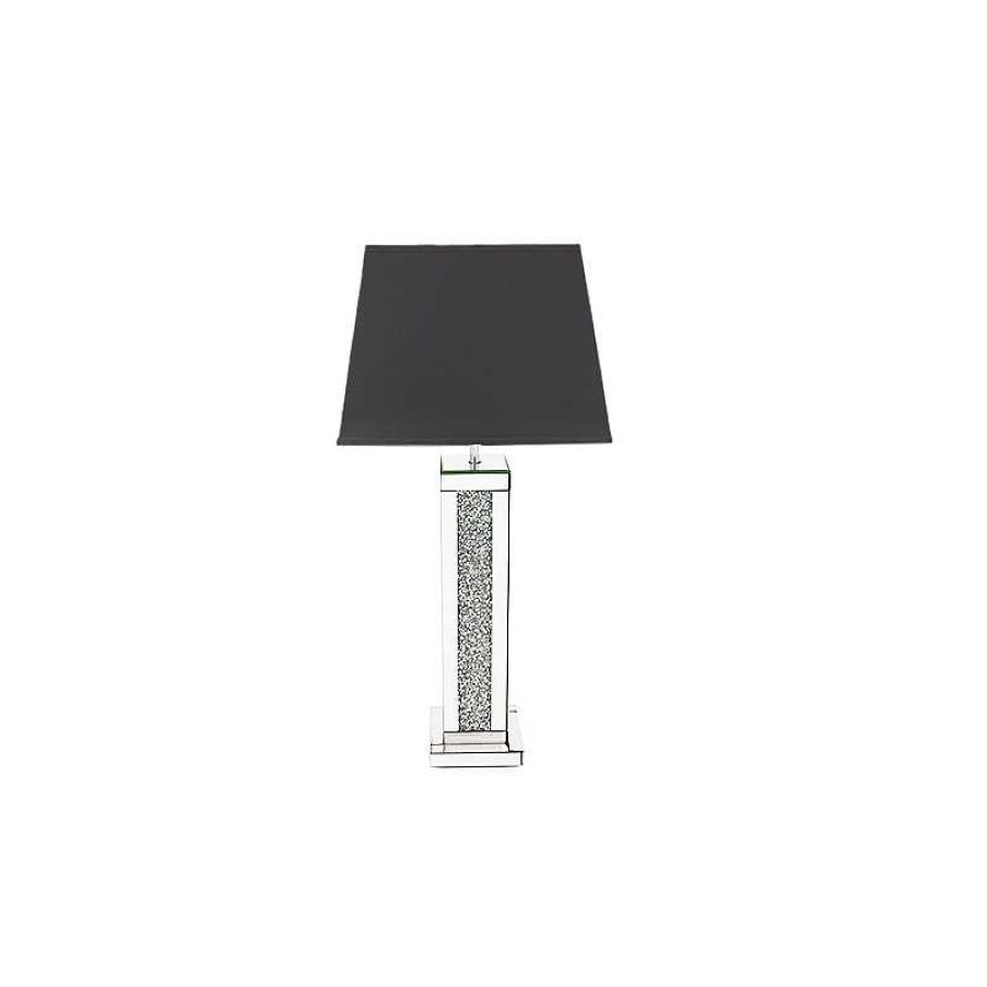 D Coration meubles moss | Lampe Carr E Miroir Et Strass Abat-Jour Noir - Manihi