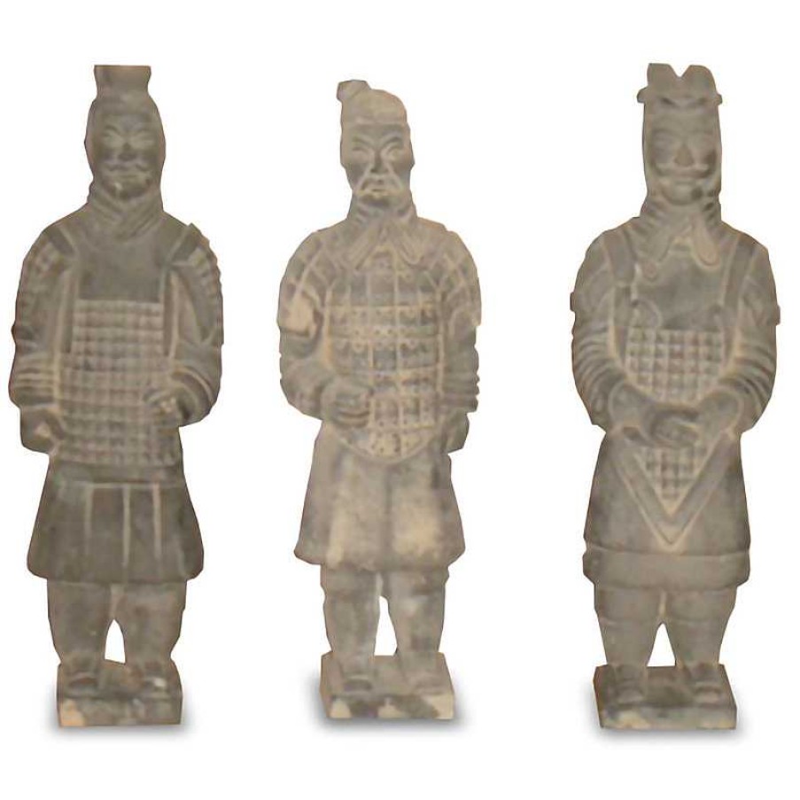 D Coration meubles moss | Kong - Lot De 3 Statues De Soldats En Argile