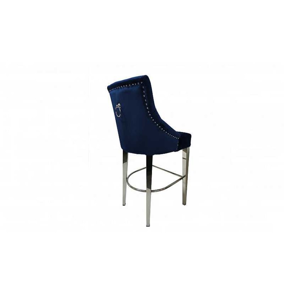 S Jour meubles moss | Tabouret De Cuisine Capitonn En Velours Avec Poign E - Romane 65Cm Bleu