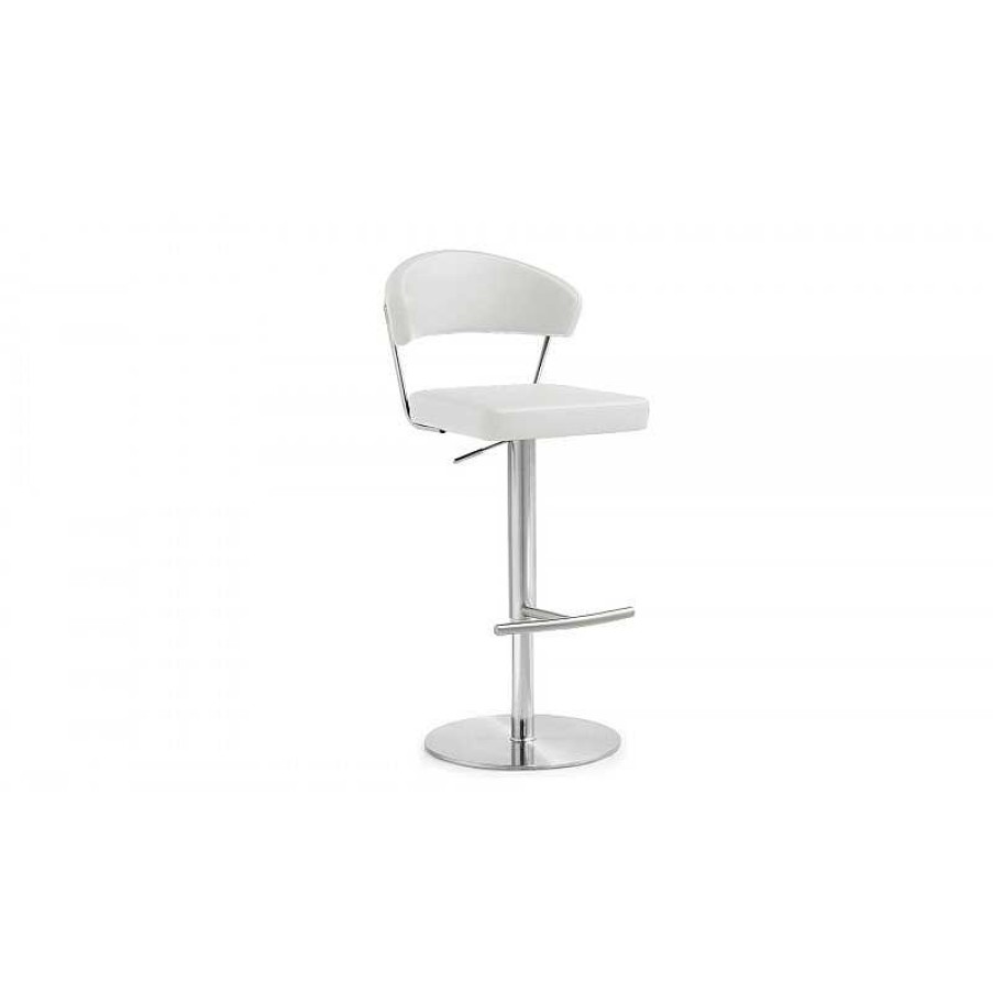 S Jour meubles moss | Tabouret De Bar En Inox Bross - Blakke 56/81Cm Blanc