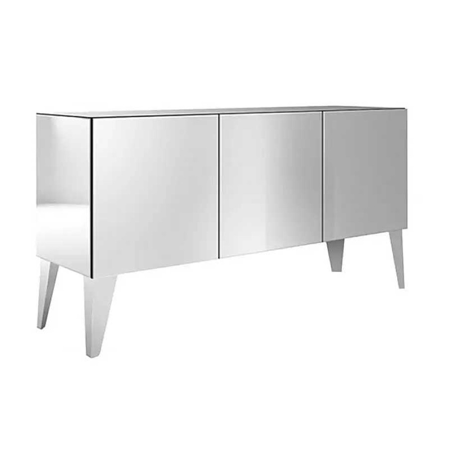 S Jour meubles moss | Buffet / Bahut 3 Portes Design Miroir - Stuttgart 184Cm Argent