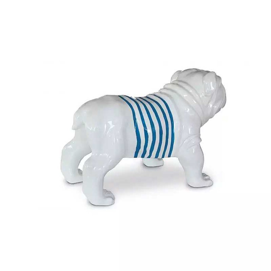 D Coration meubles moss | Statue De Chien Ext Rieure Rayures Bleues 61Cm - Bouldog