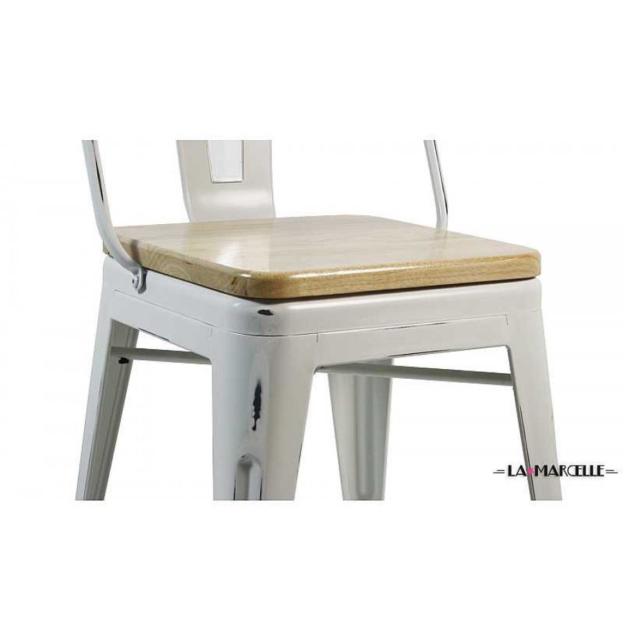 S Jour meubles moss | Tabouret De Bar En T Le Design Industriel - La Marcelle 79Cm Blanc