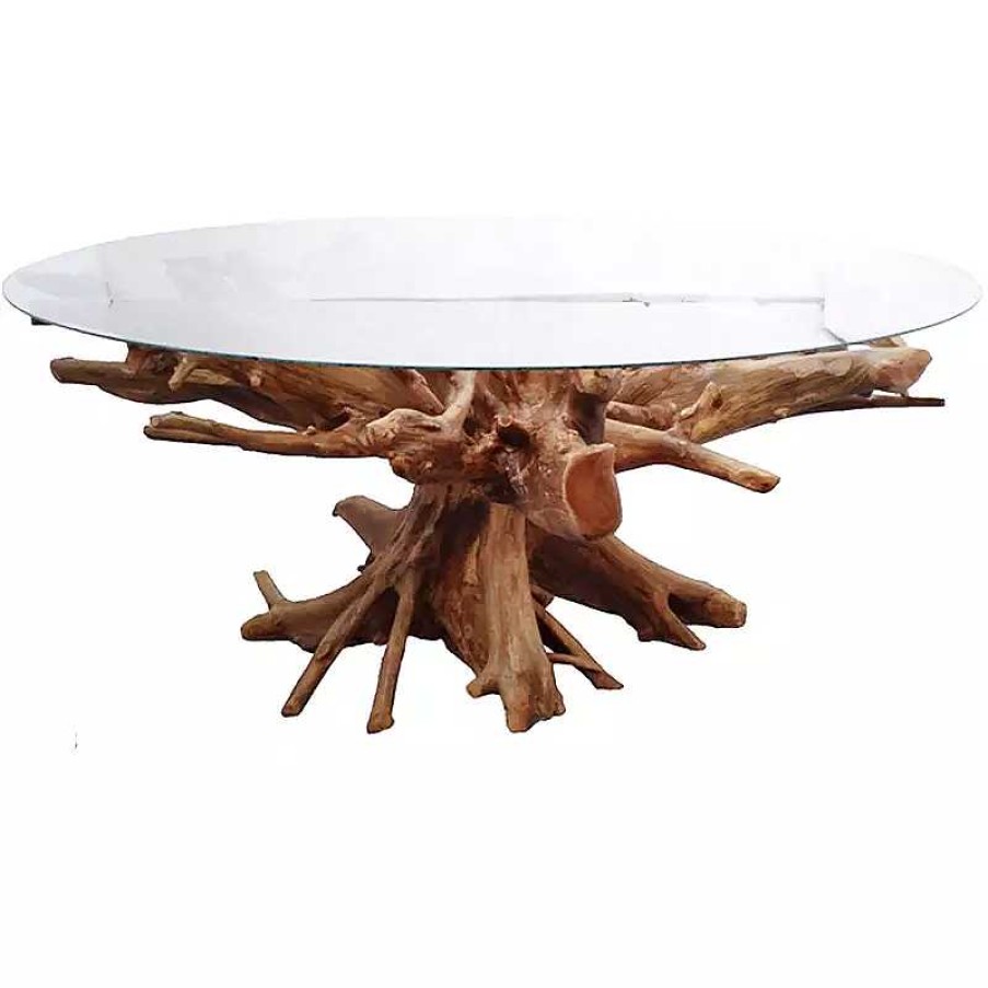 S Jour meubles moss | Table Manger Ronde Racine Plateau Verre - Bali 160 Bois Clair 1