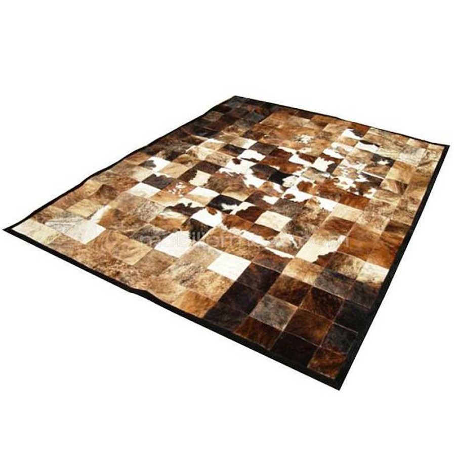 Salon meubles moss | Peau De Vache Patchwork Marron Et Blanc 210X300 Cm - India Marron / Cr Me