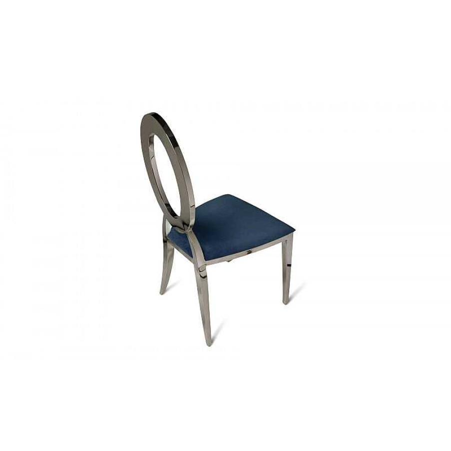 S Jour meubles moss | Chaise M Daillon En Velours Dossier Et Pieds Chrom S - Myrabella Bleu