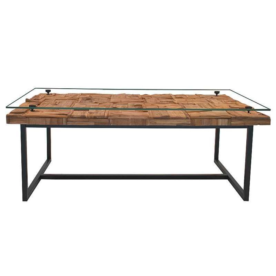 Salon meubles moss | Table Basse Rectangulaire En Bois Flott - Alma 130X80 Bois Clair 1