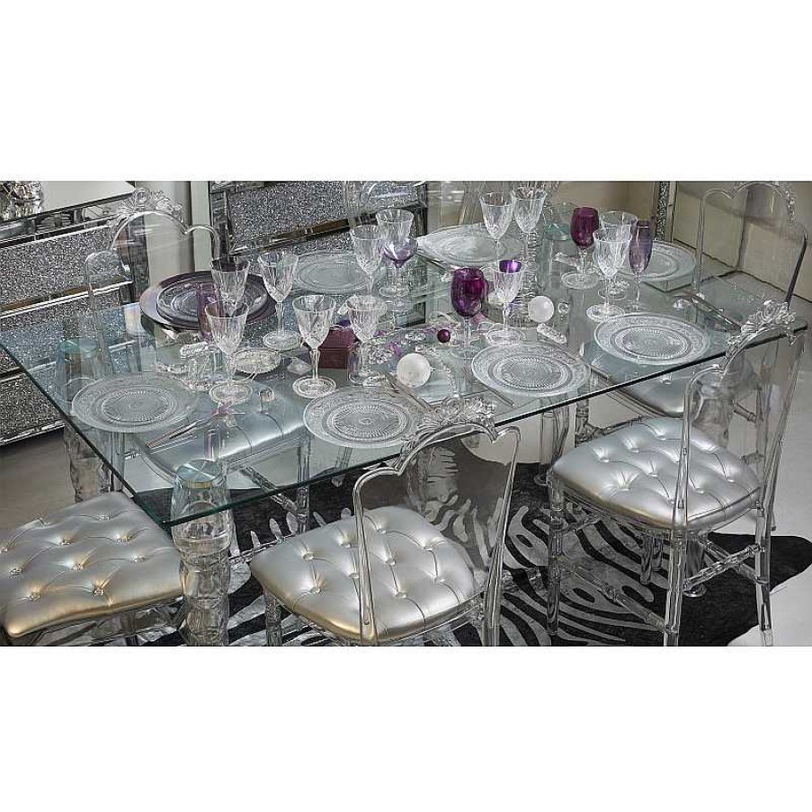 S Jour meubles moss | Table Diner Carr E Style Baroque E - Henry 140X140 Transparent