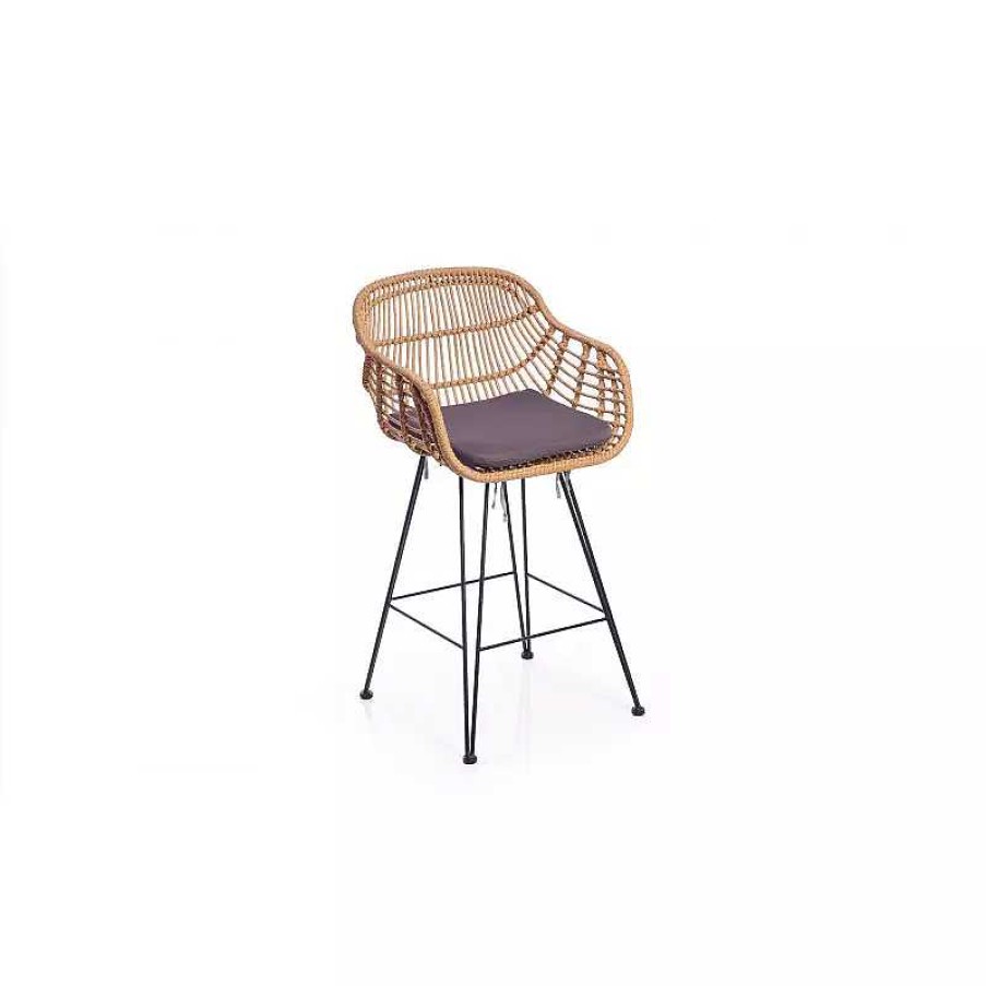 S Jour meubles moss | Tabouret De Bar En Rotin Int Rieur / Ext Rieur - Lombok 75Cm Beige