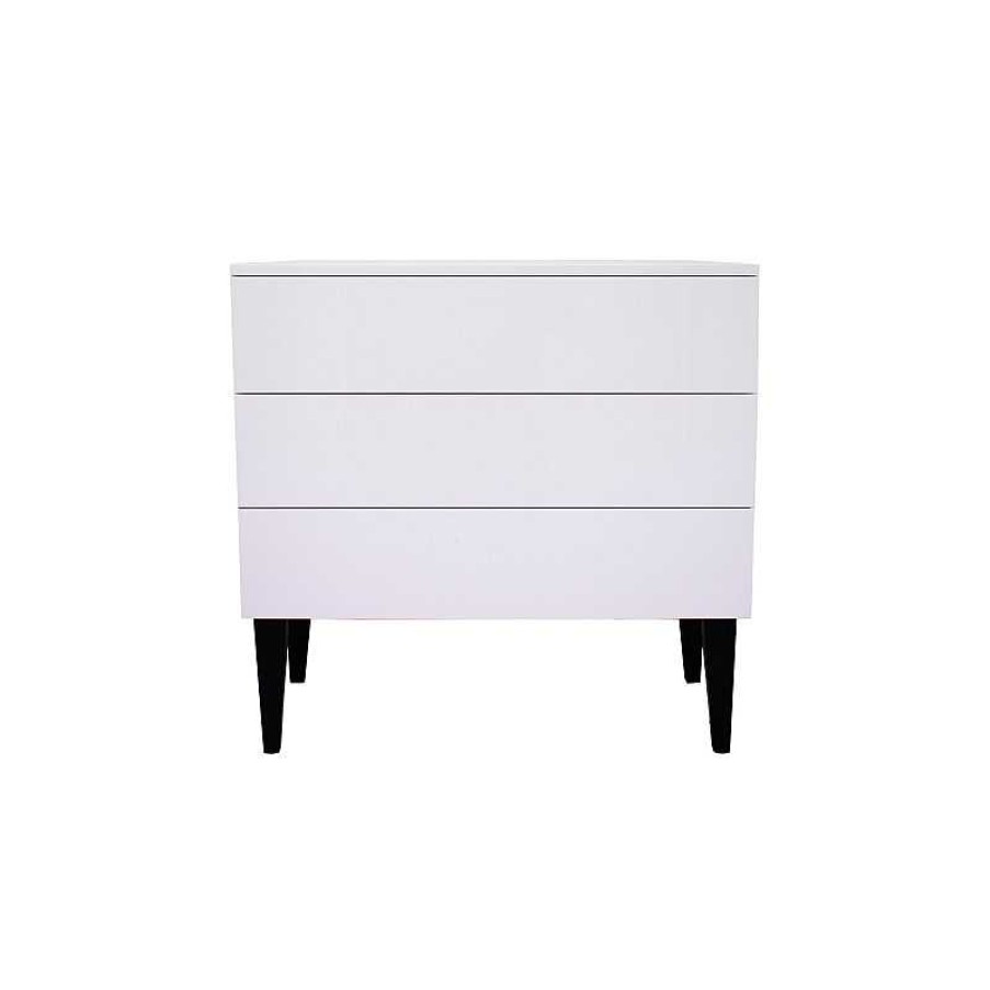 Salon meubles moss | Commode Laqu E 3 Tiroirs - Alex 90Cm Blanc