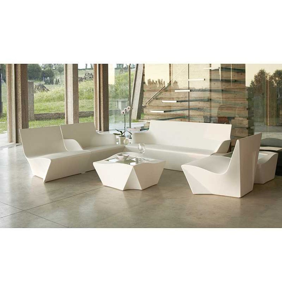 Jardin meubles moss | Table Basse Design Slide En Poly Thyl Ne Et Verre - Kami Ni Blanc