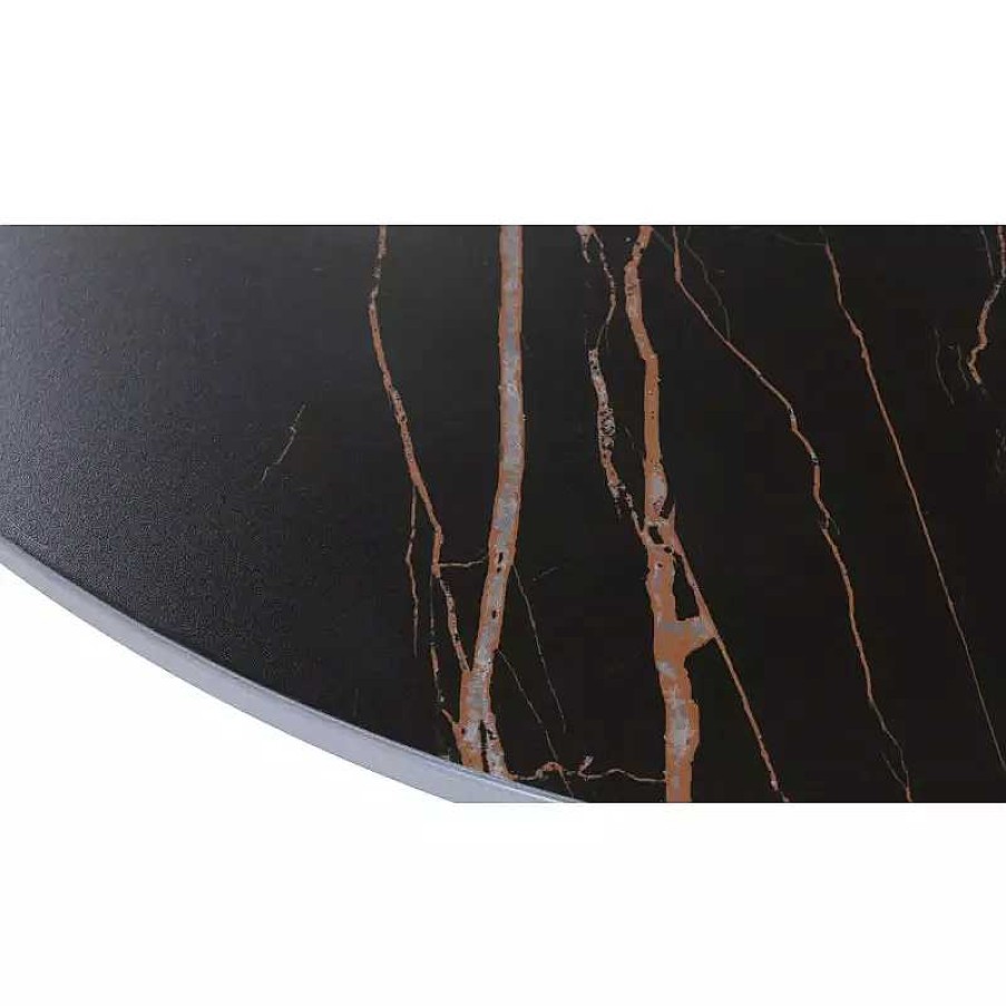 Salon meubles moss | Table Basse Ovale En C Ramique Effet Marbre Pied Louison 130X80 Noir