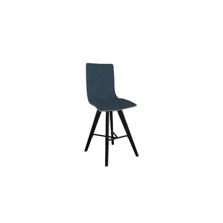 S Jour meubles moss | Tabouret En Tissu Et Pieds Noirs - Solvig 65Cm Bleu