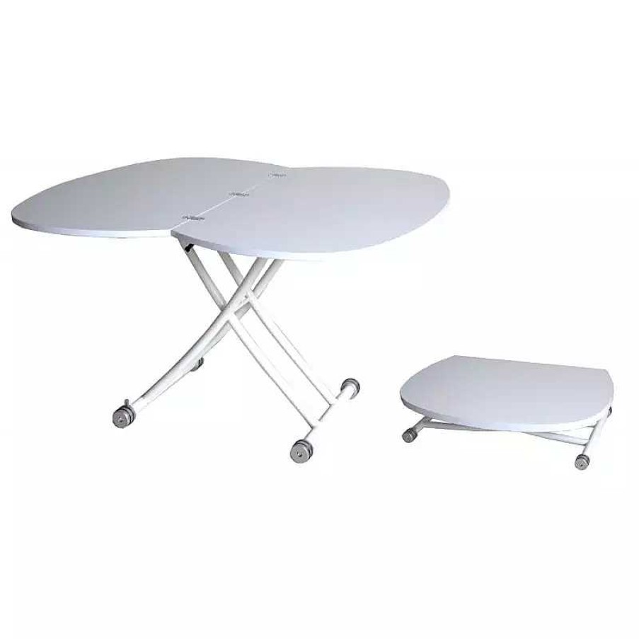 Salon meubles moss | Table Basse Relevable Console - Magicia 65/130X110 Blanc