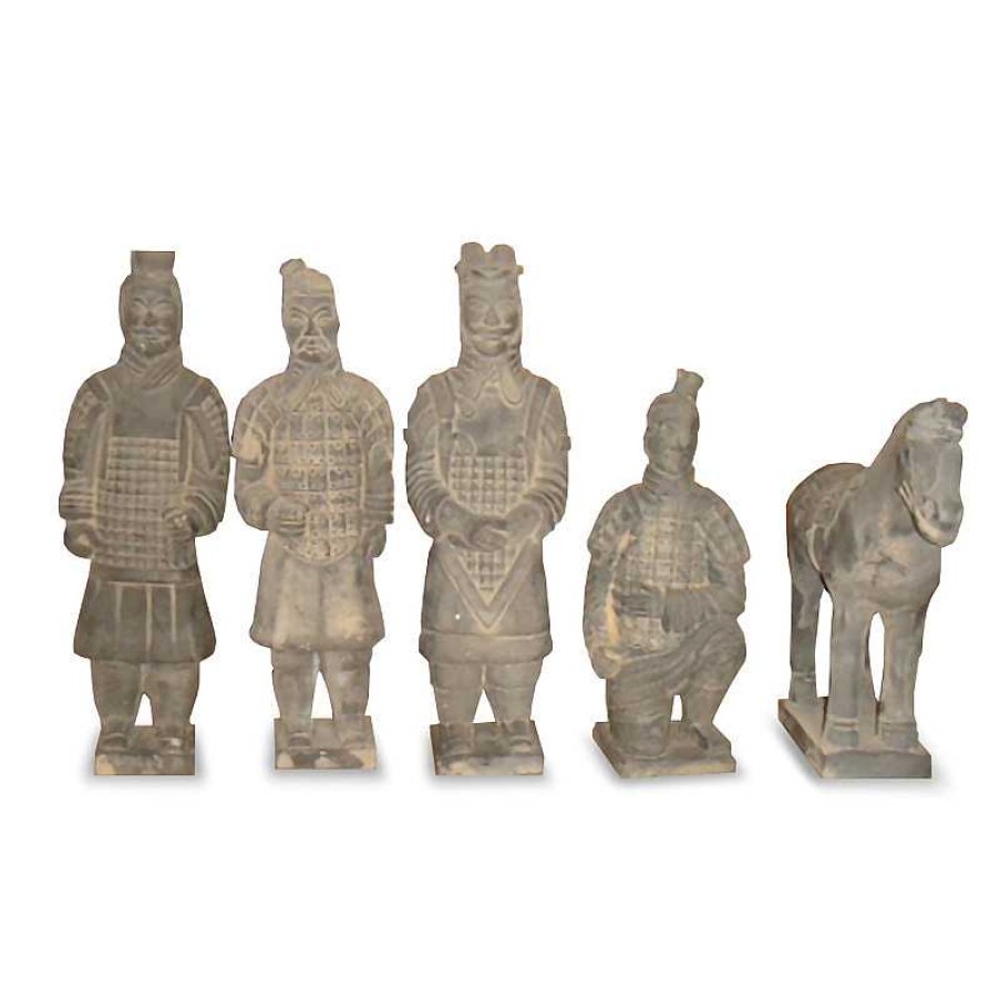 D Coration meubles moss | Lot De 5 Statues De Soldats En Argile Kong