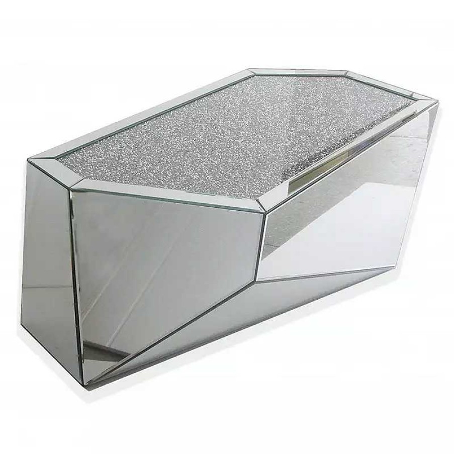 Salon meubles moss | Table Basse En Miroir Et Strass - Manihi Diamant 120X70 Argent