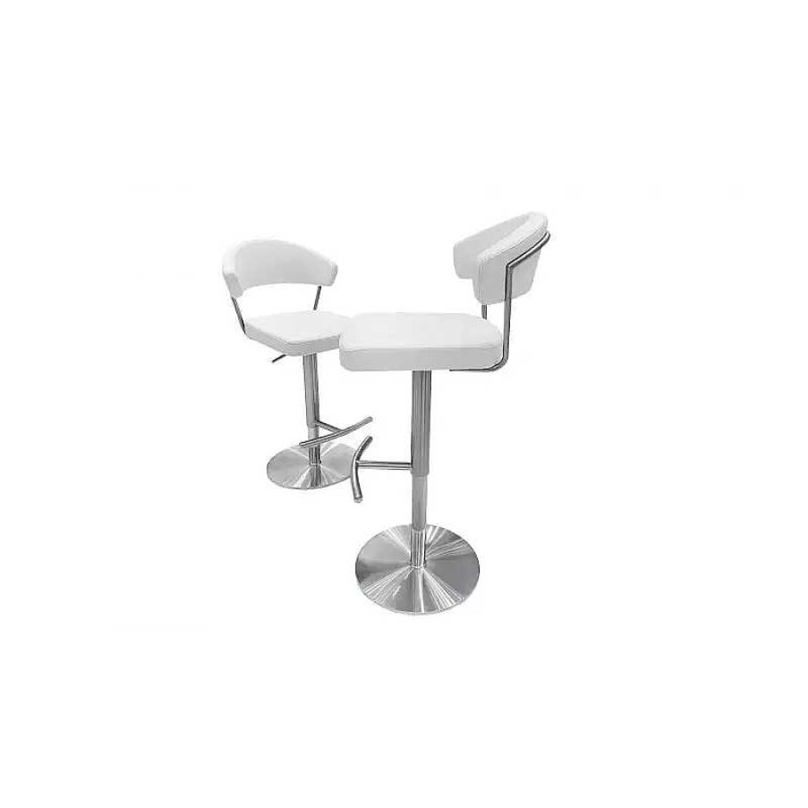 S Jour meubles moss | Tabouret De Bar En Inox Bross - Blakke 56/81Cm Blanc