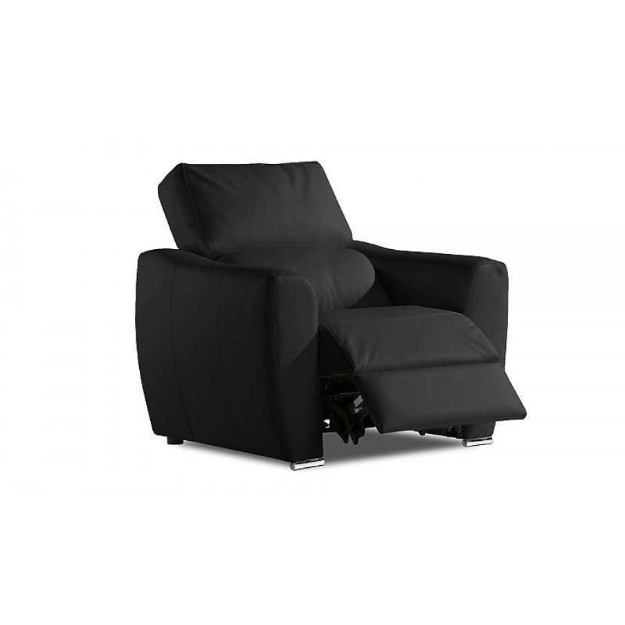 Salon meubles moss | Fauteuil Relax Lectrique En Cuir - Agueda Noir